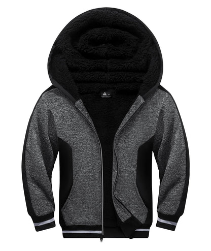 V VALANCH Boys' Sherpa Lined Zip Hoodie