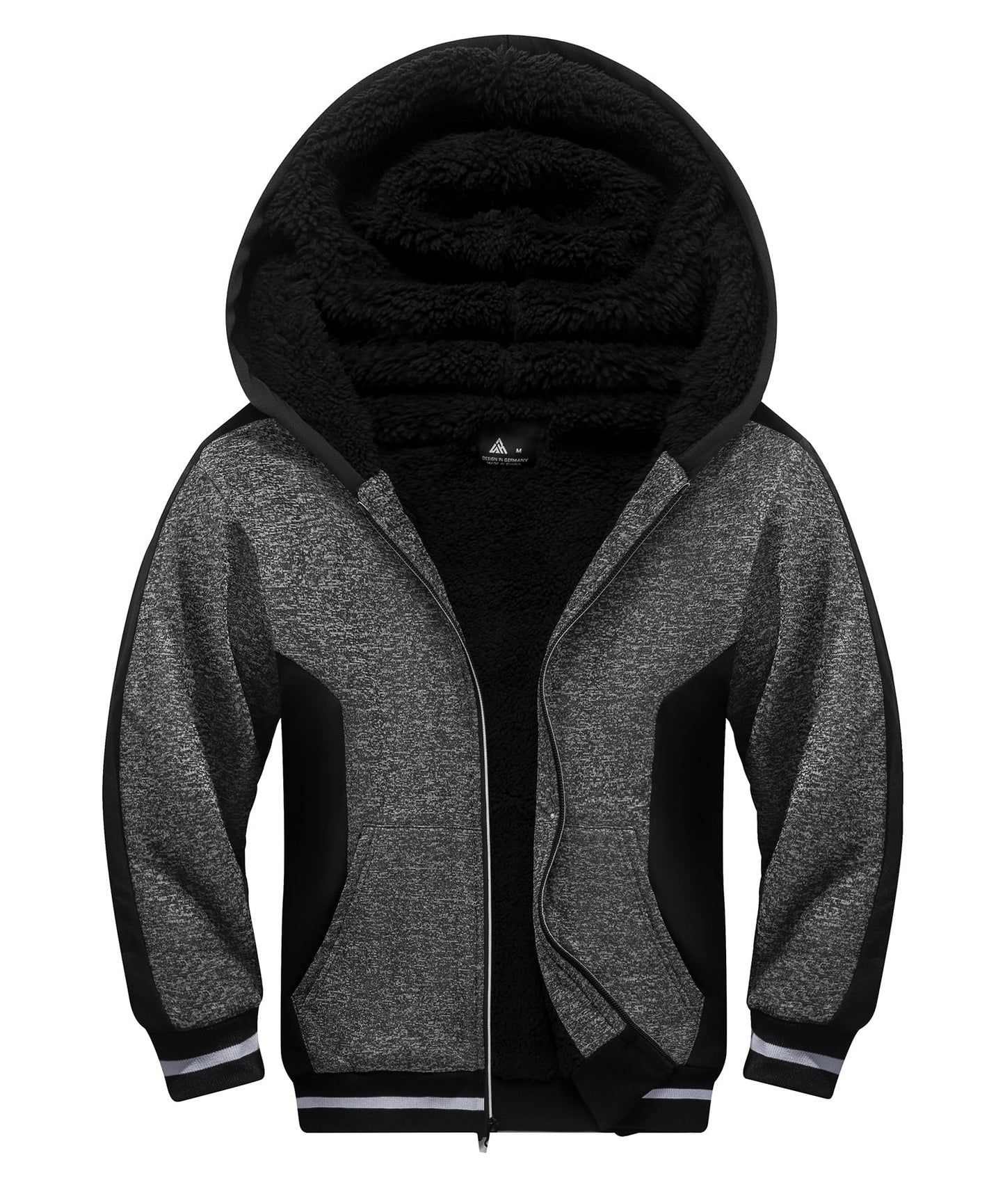 V VALANCH Boys' Sherpa Lined Zip Hoodie