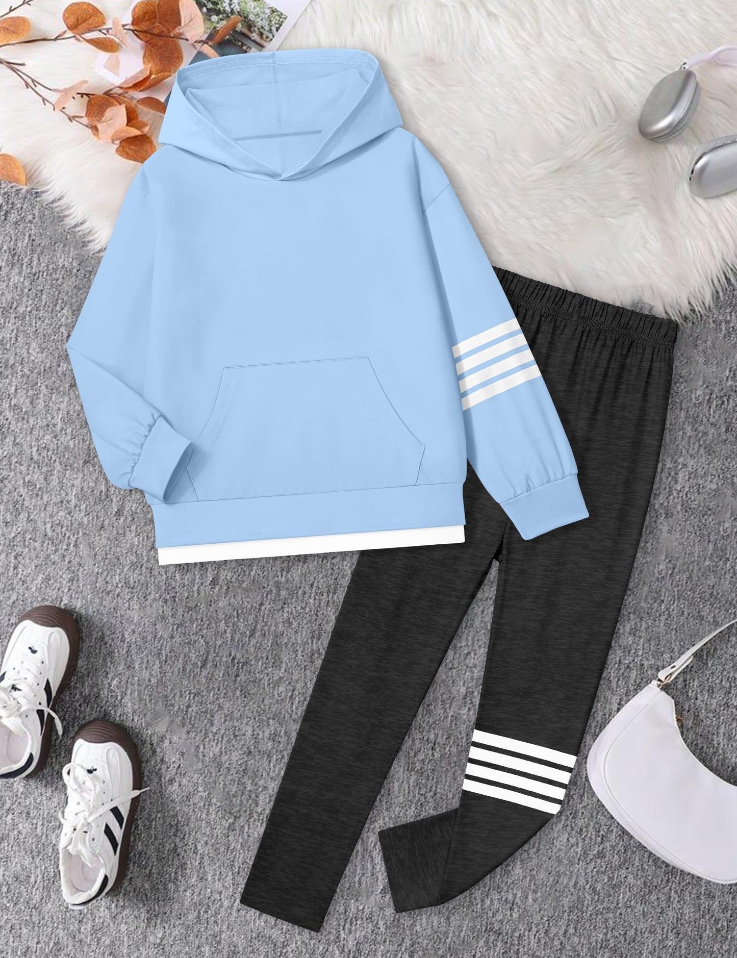 NECIOUS Girls' 2-Piece Hoodie & Leggings Set