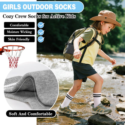 MOGGEI Girls' 6-Pack Athletic Crew Socks