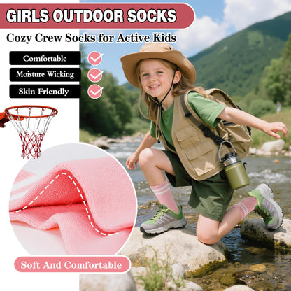 MOGGEI Girls' 6-Pack Athletic Crew Socks