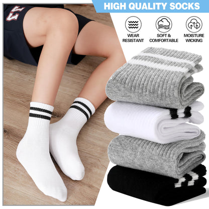 MOGGEI Girls' 6-Pack Athletic Crew Socks