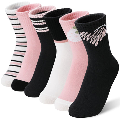 MOGGEI Girls' 6-Pack Athletic Crew Socks