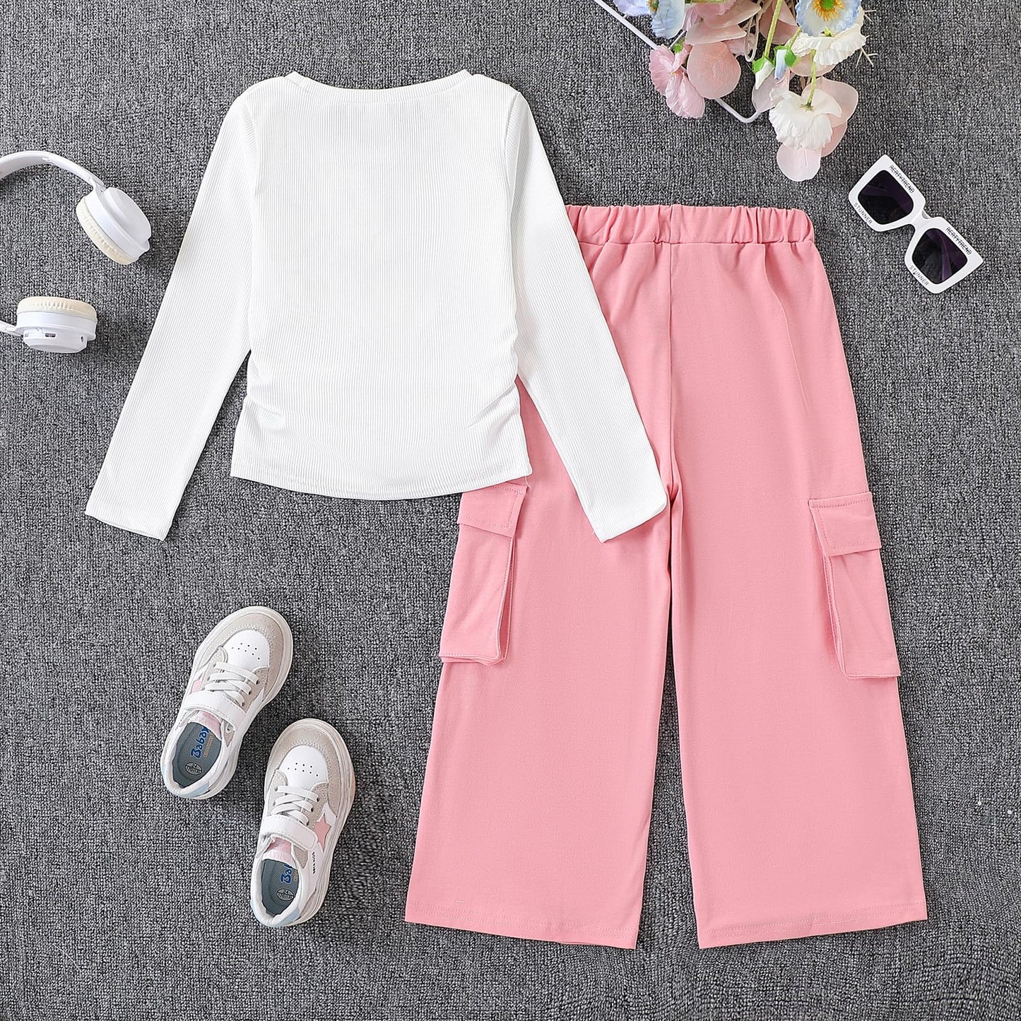 Tween Girls' 2-Piece Long Sleeve Top & Cargo Pants Set