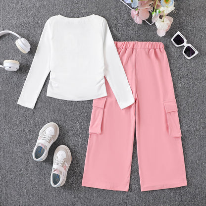 Tween Girls' 2-Piece Long Sleeve Top & Cargo Pants Set