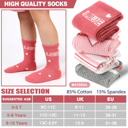 MOGGEI Girls' 6-Pack Athletic Crew Socks