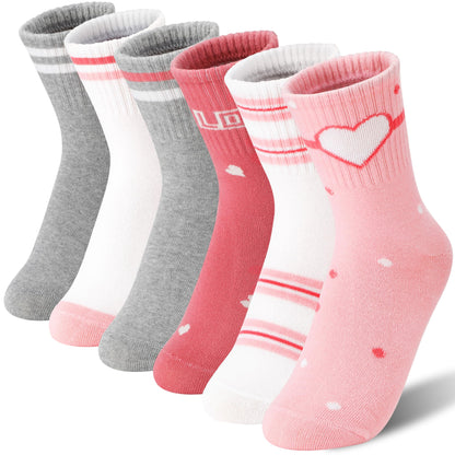 MOGGEI Girls' 6-Pack Athletic Crew Socks