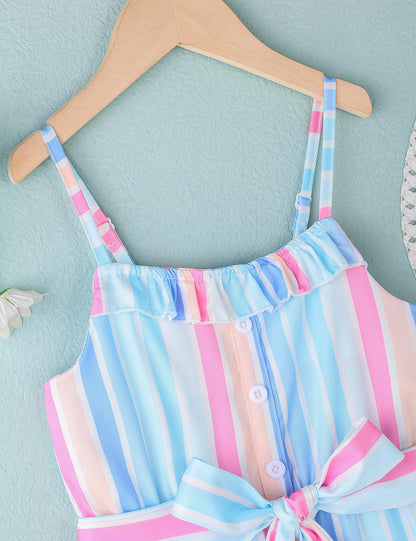 Crazyme Girls Striped Sleeveless Jumpsuit