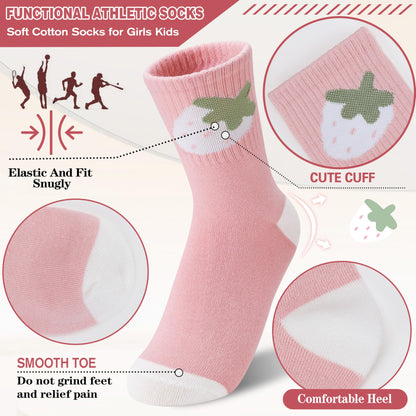 MOGGEI Girls' 6-Pack Athletic Crew Socks