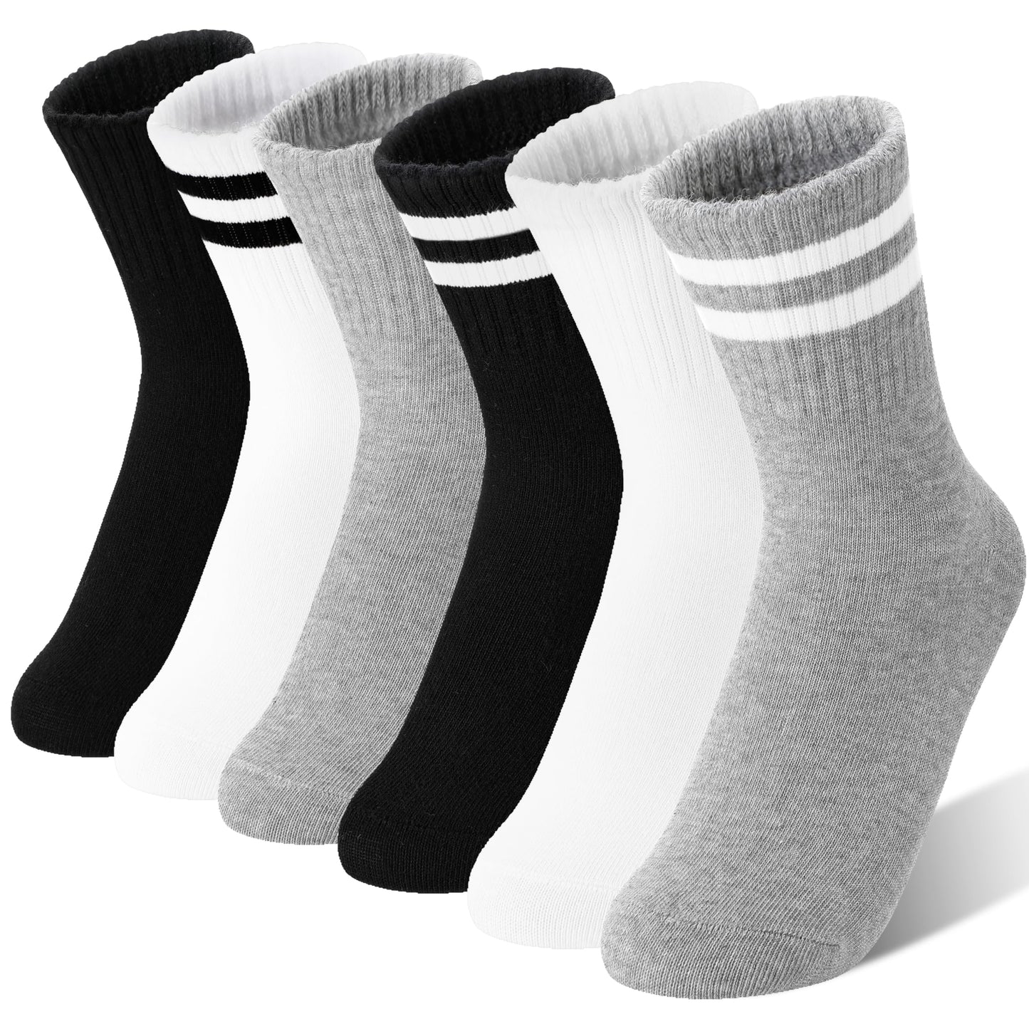 MOGGEI Girls' 6-Pack Athletic Crew Socks