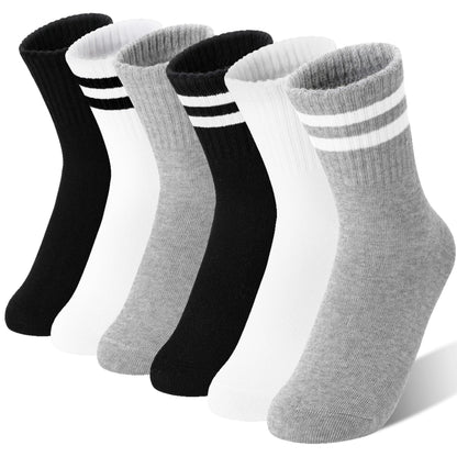 MOGGEI Girls' 6-Pack Athletic Crew Socks